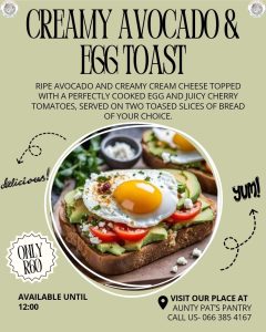Cream Cheese & Avocado Toast 1 Avo egg